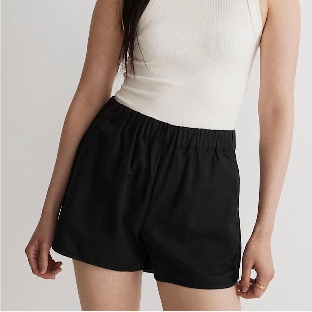 Madewell Black Pull On Shorts Relaxed Cotton Blend Summer Shorts Size XXS